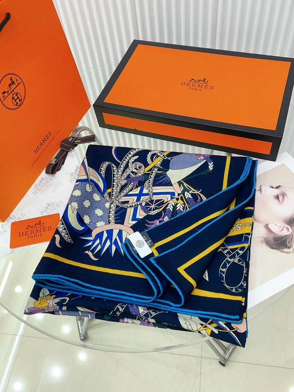 Le Sacre Des Saisons Scarf 140 CM In Colorful Cashmere And Silk 300432