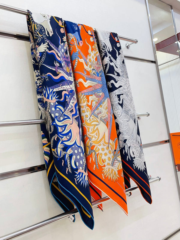 Le Sacre Des Saisons Scarf 140 CM In Colorful Cashmere And Silk 300432