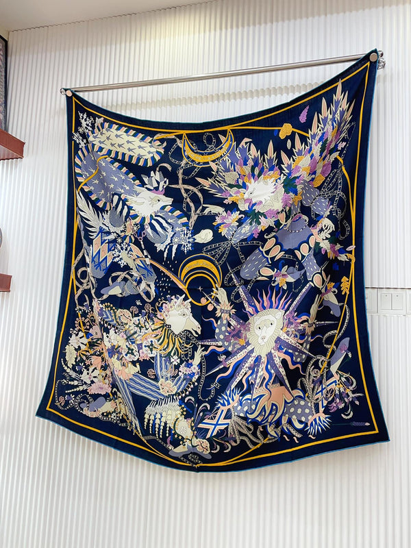 Le Sacre Des Saisons Scarf 140 CM In Colorful Cashmere And Silk 300432