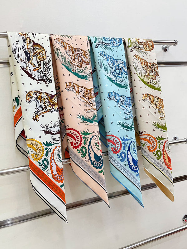 Guepards Bandana Double Face Scarf 90 CM In Colorful Silk 301849