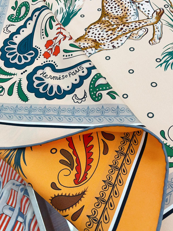 Guepards Bandana Double Face Scarf 90 CM In Colorful Silk 301850