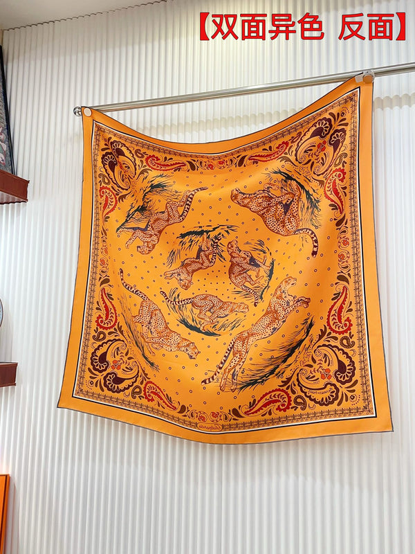 Guepards Bandana Double Face Scarf 90 CM In Colorful Silk 301850