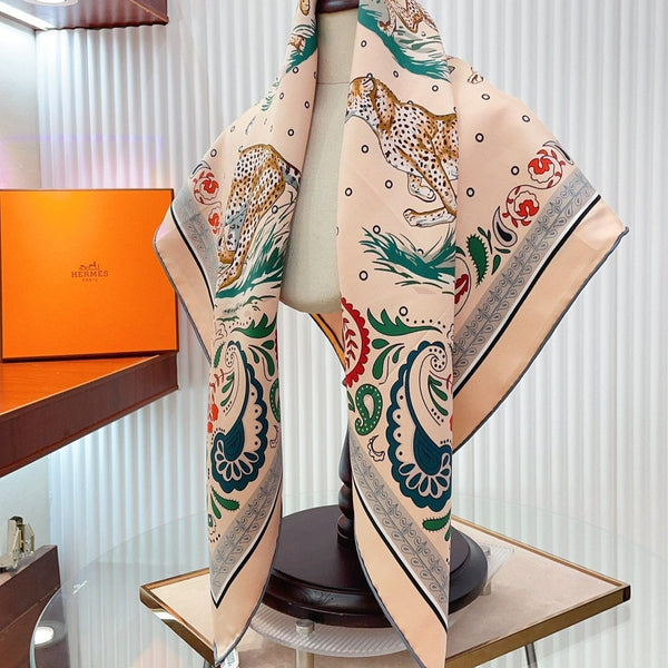 Guepards Bandana Double Face Scarf 90 CM In Colorful Silk 301850