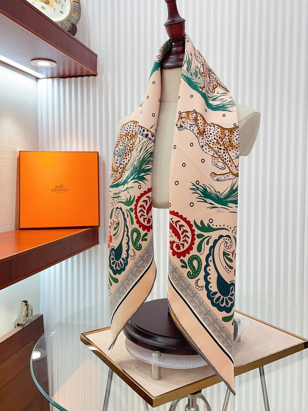 Guepards Bandana Double Face Scarf 90 CM In Colorful Silk 301850