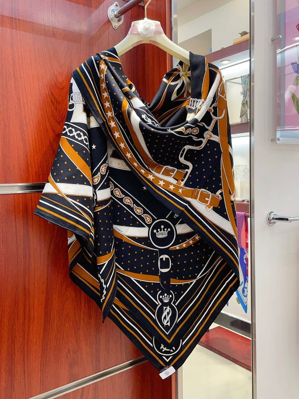 La Promenade Du Matin Bandana Shawl 140 CM In Colorful Cashmere And Silk 303144