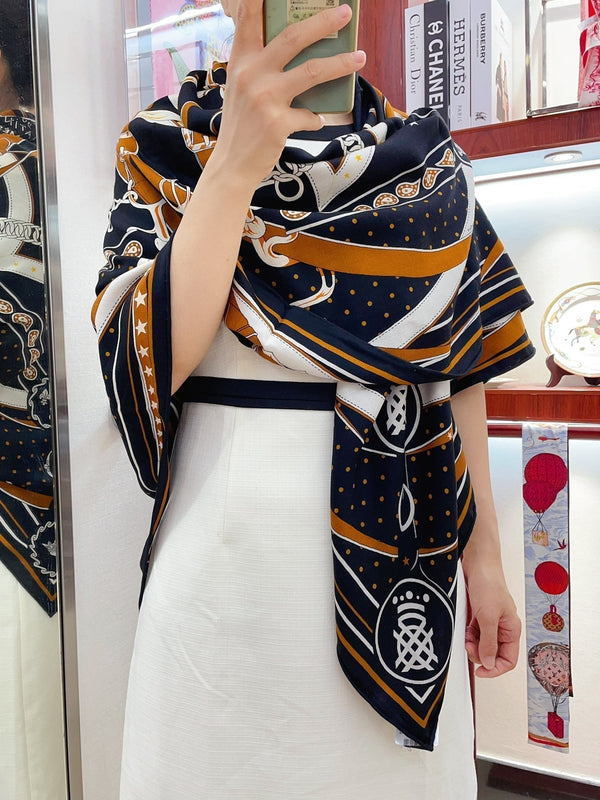 La Promenade Du Matin Bandana Shawl 140 CM In Colorful Cashmere And Silk 303144