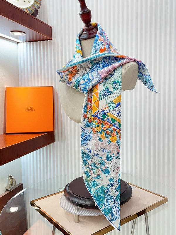 Les Folies Du Faubourg Scarf 90 CM In Colorful Silk Twill 304375