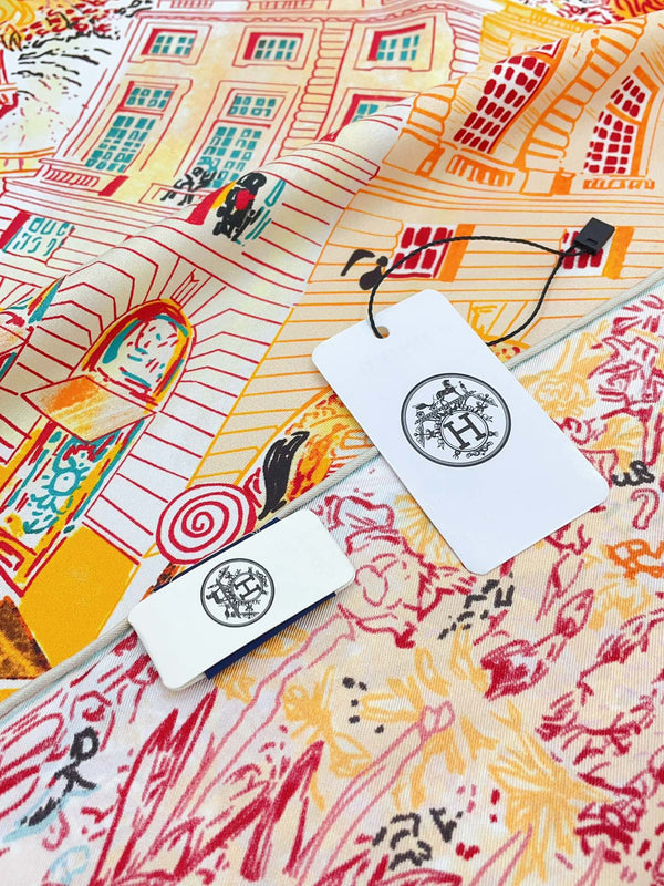 Les Folies Du Faubourg Scarf 90 CM In Colorful Silk Twill 304376