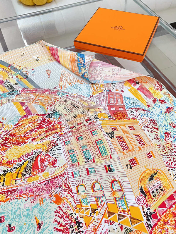 Les Folies Du Faubourg Scarf 90 CM In Colorful Silk Twill 304376