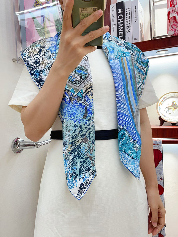 Les Folies Du Faubourg Scarf 90 CM In Colorful Silk Twill 304377