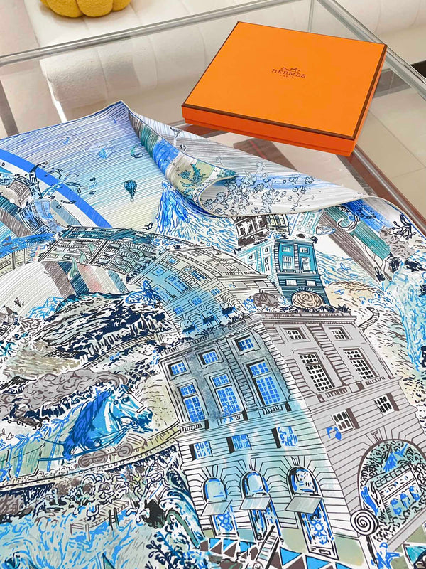 Les Folies Du Faubourg Scarf 90 CM In Colorful Silk Twill 304377