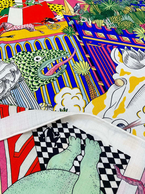 Animapolis Scarf Limited Edition 140 CM In Colorful Cashmere And Silk 306570