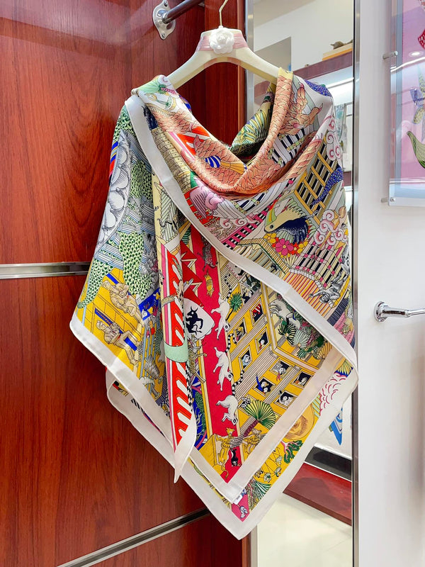 Animapolis Scarf Limited Edition 140 CM In Colorful Cashmere And Silk 306570