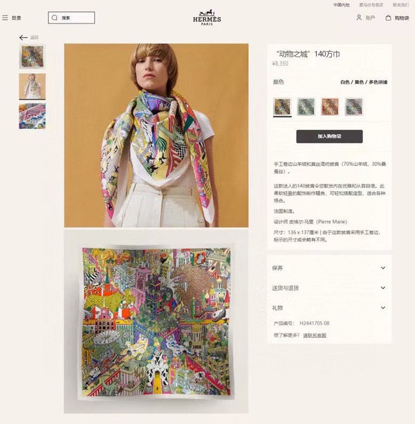 Animapolis Scarf Limited Edition 140 CM In Colorful Cashmere And Silk 306570