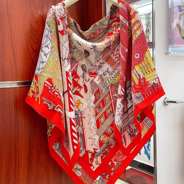 Animapolis Scarf Limited Edition 140 CM In Colorful Cashmere And Silk 306573