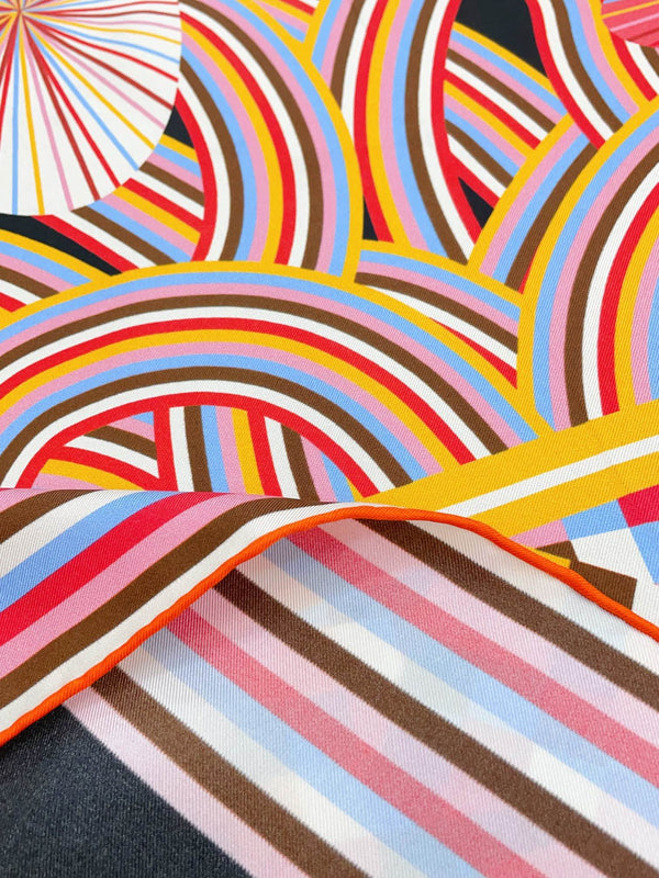 Flores Del Este Scarf 90 CM Black Colorful Silk Twill 310313