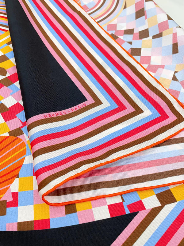 Flores Del Este Scarf 90 CM Black Colorful Silk Twill 310313