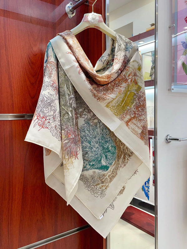 Le Jardin De Leila Au Bloc Shawl 135 CM In Colorful Cashmere And Silk 316261