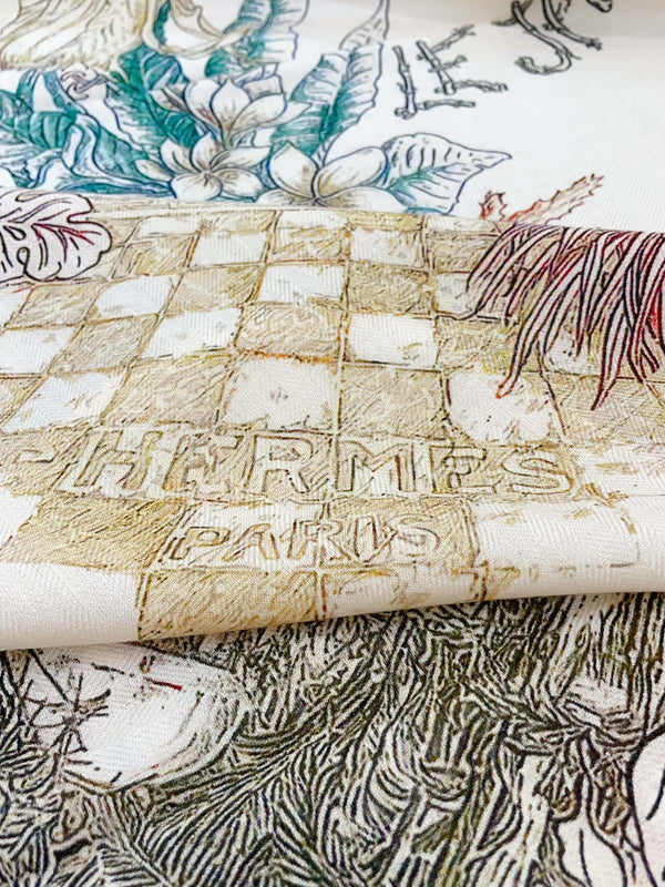 Le Jardin De Leila Au Bloc Shawl 135 CM In Colorful Cashmere And Silk 316261