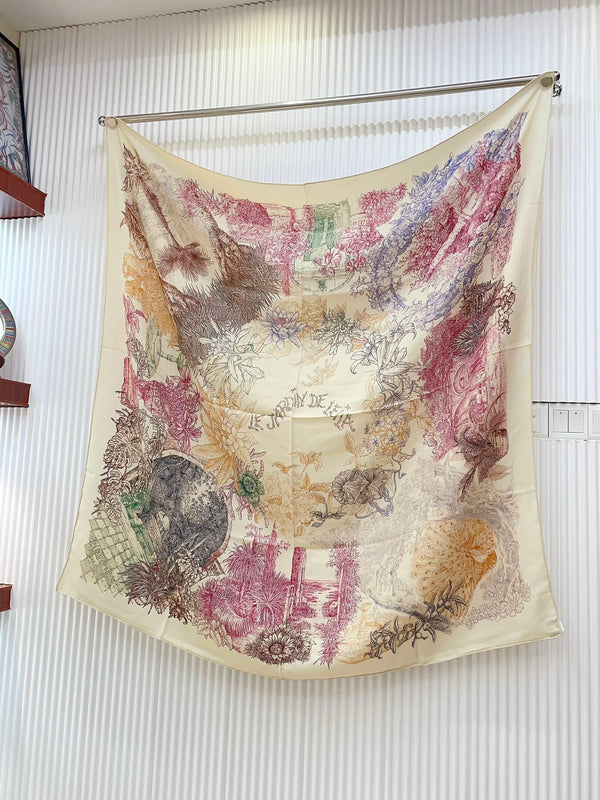 Le Jardin De Leila Au Bloc Shawl 135 CM In Colorful Cashmere And Silk 316263