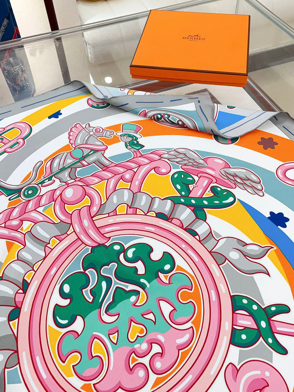 Candy Libris Scarf 90 CM In Pink Colorful Silk Twill  319213