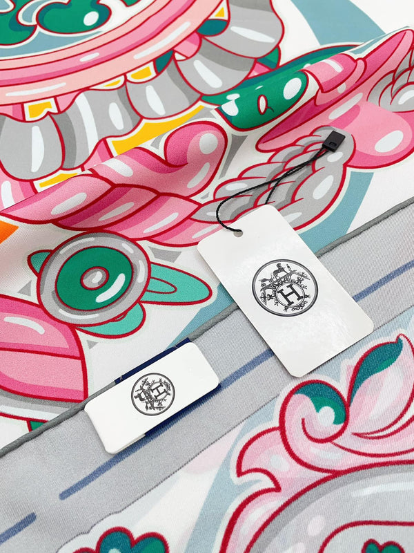 Candy Libris Scarf 90 CM In Pink Colorful Silk Twill  319213