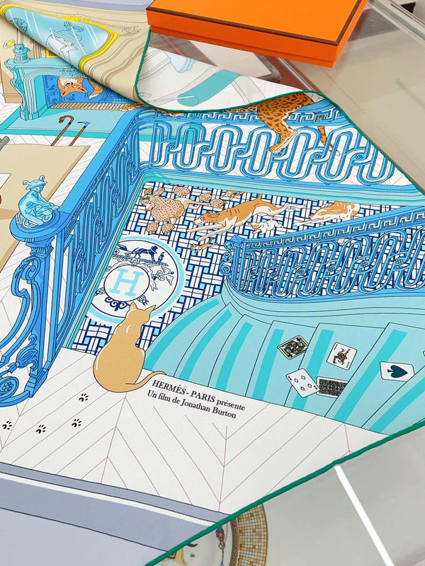 Mystere Au 24 Scarf 90 CM In Light Turquoise Colorful Silk Twill 321934