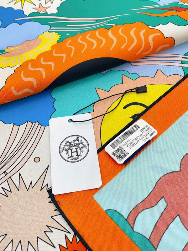 Au Royaume d'Helios Scarf 90 CM In Colorful Silk Twill 320651