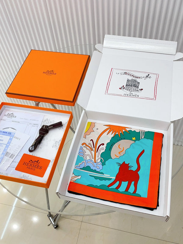 Au Royaume d'Helios Scarf 90 CM In Colorful Silk Twill 320651