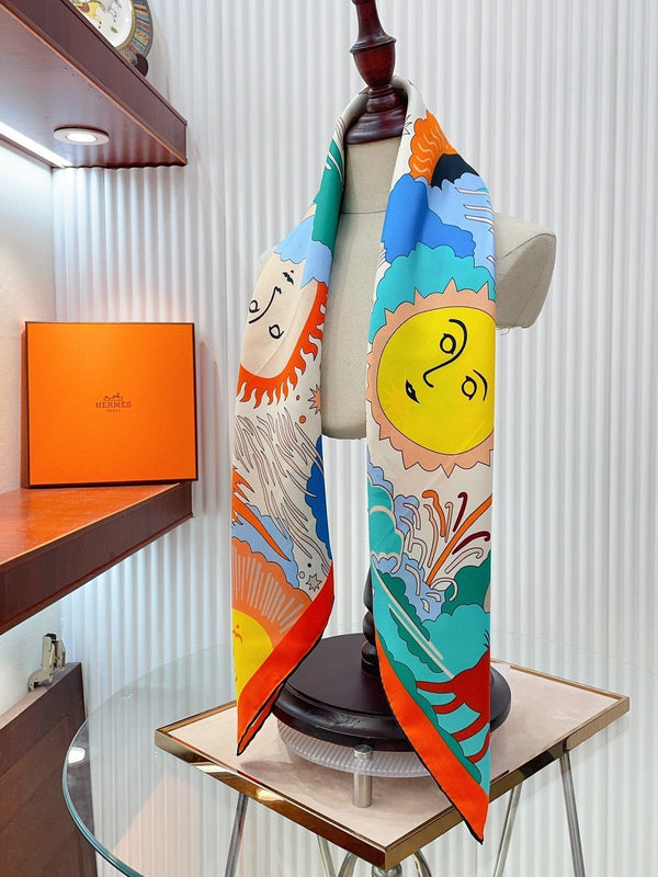 Au Royaume d'Helios Scarf 90 CM In Colorful Silk Twill 320651