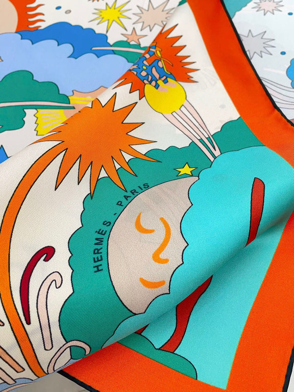 Au Royaume d'Helios Scarf 90 CM In Colorful Silk Twill 320651