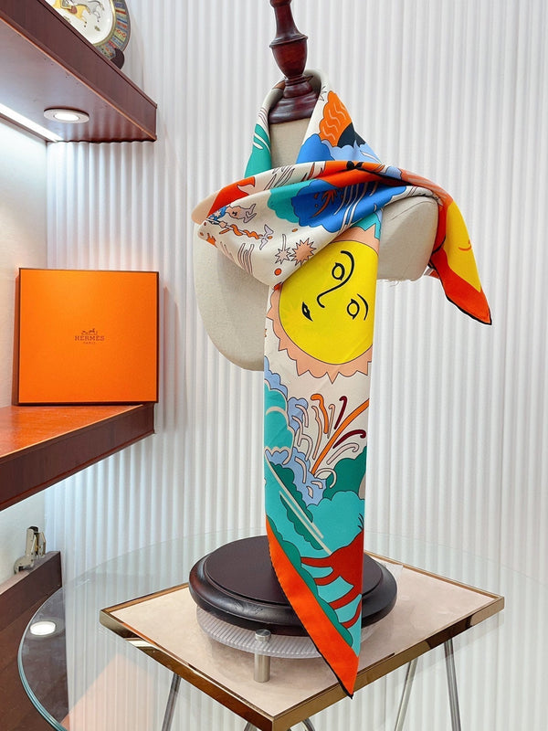 Au Royaume d'Helios Scarf 90 CM In Colorful Silk Twill 320651