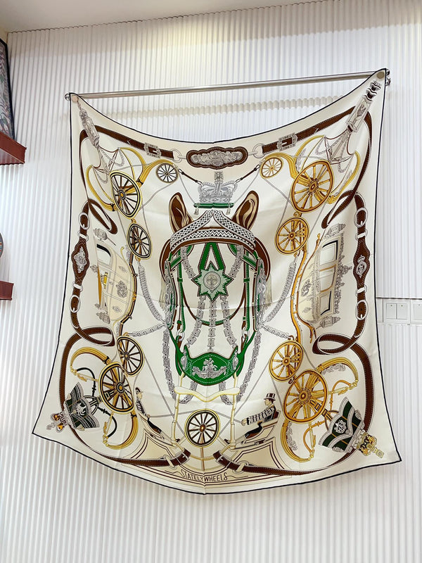 Stately Wheels Scarf 135 CM Colorful Cashmere And Silk 327467