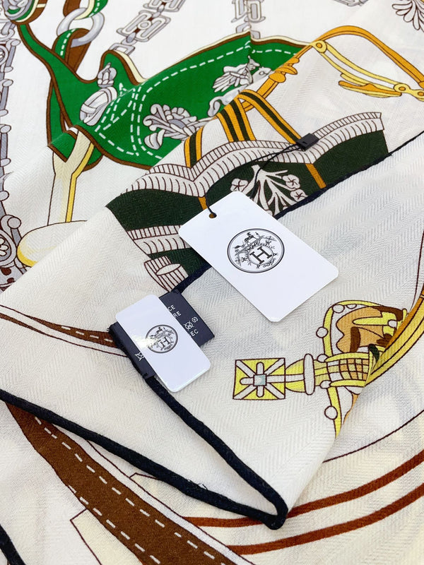 Stately Wheels Scarf 135 CM Colorful Cashmere And Silk 327467