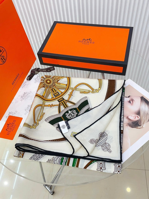 Stately Wheels Scarf 135 CM Colorful Cashmere And Silk 327467