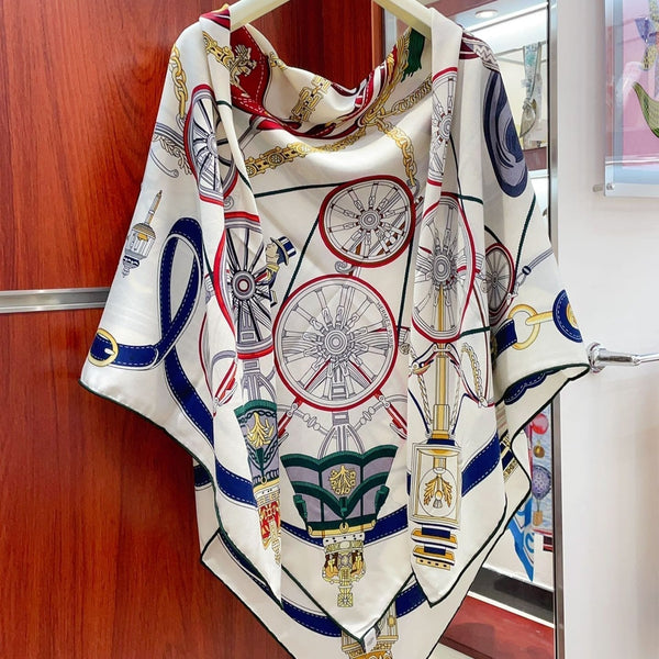 Stately Wheels Scarf 135 CM Colorful Cashmere And Silk 327469