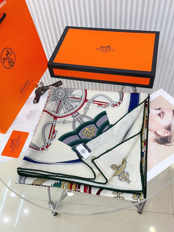 Stately Wheels Scarf 135 CM Colorful Cashmere And Silk 327469