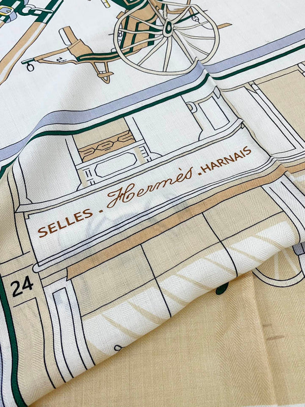 Palonniers Scarf 135 CM In White Colorful Cashmere And Silk 327471