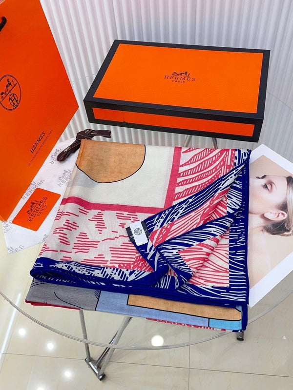 Cavalier en Formes shawl 140 CM In Pink Colorful Cashmere And Silk 331714