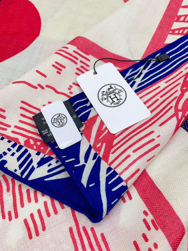 Cavalier en Formes shawl 140 CM In Pink Colorful Cashmere And Silk 331714