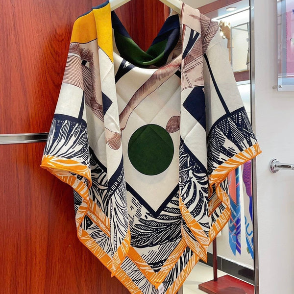 Cavalier en Formes shawl 140 CM In Black Colorful Cashmere And Silk 331716