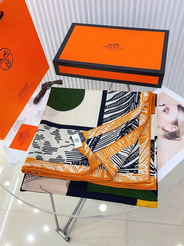 Cavalier en Formes shawl 140 CM In Black Colorful Cashmere And Silk 331716