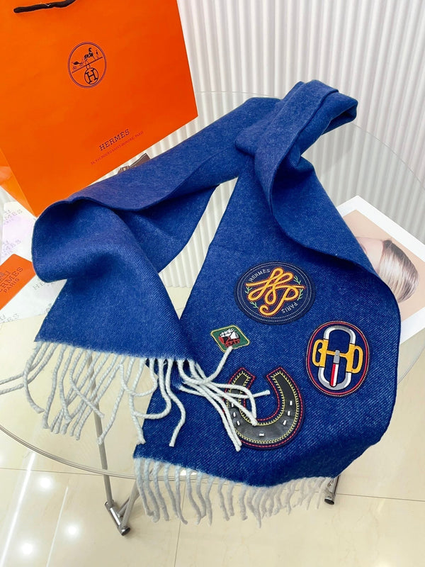 Scarf 160 CM In Blue Cashmere 334195