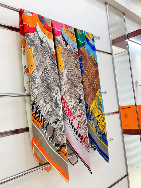 Parade Scarf 140 CM In Colorful Cashmere And Silk  340181