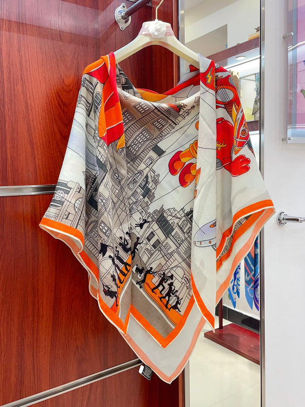 Parade Scarf 140 CM In Colorful Cashmere And Silk  340181