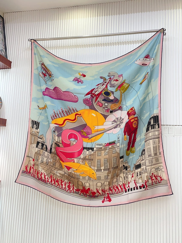 Parade Scarf 140 CM In Colorful Cashmere And Silk 340183