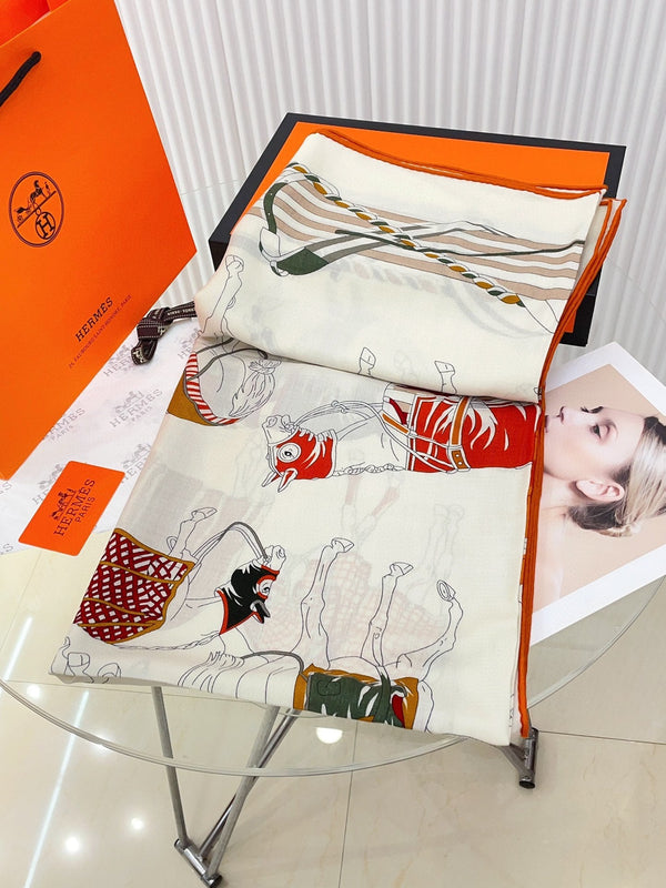 Ronds De Marche Scarf 135 CM Colorful Cashmere And Silk 341400