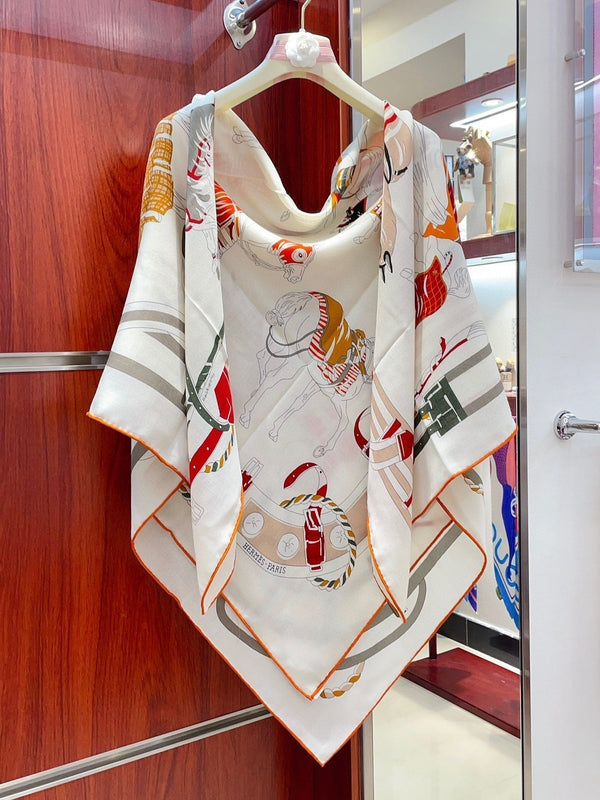 Ronds De Marche Scarf 135 CM Colorful Cashmere And Silk 341400