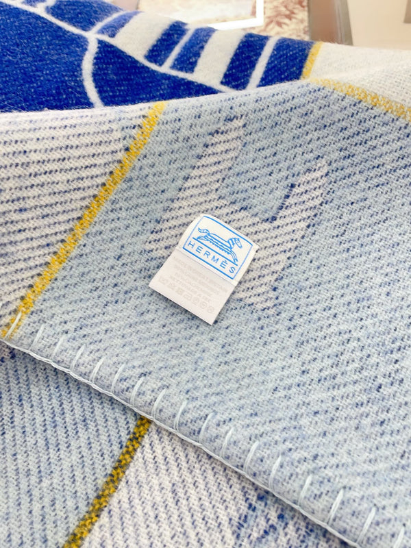 Baby Blankets 140 CM In Dark Blue Mix Light Blue Cashmere And Fine Wool 341415