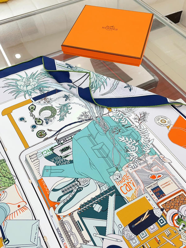 Bagage a Main Scarf 90 CM In Colorful Silk Twill 342851